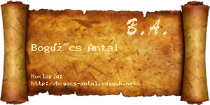 Bogács Antal névjegykártya